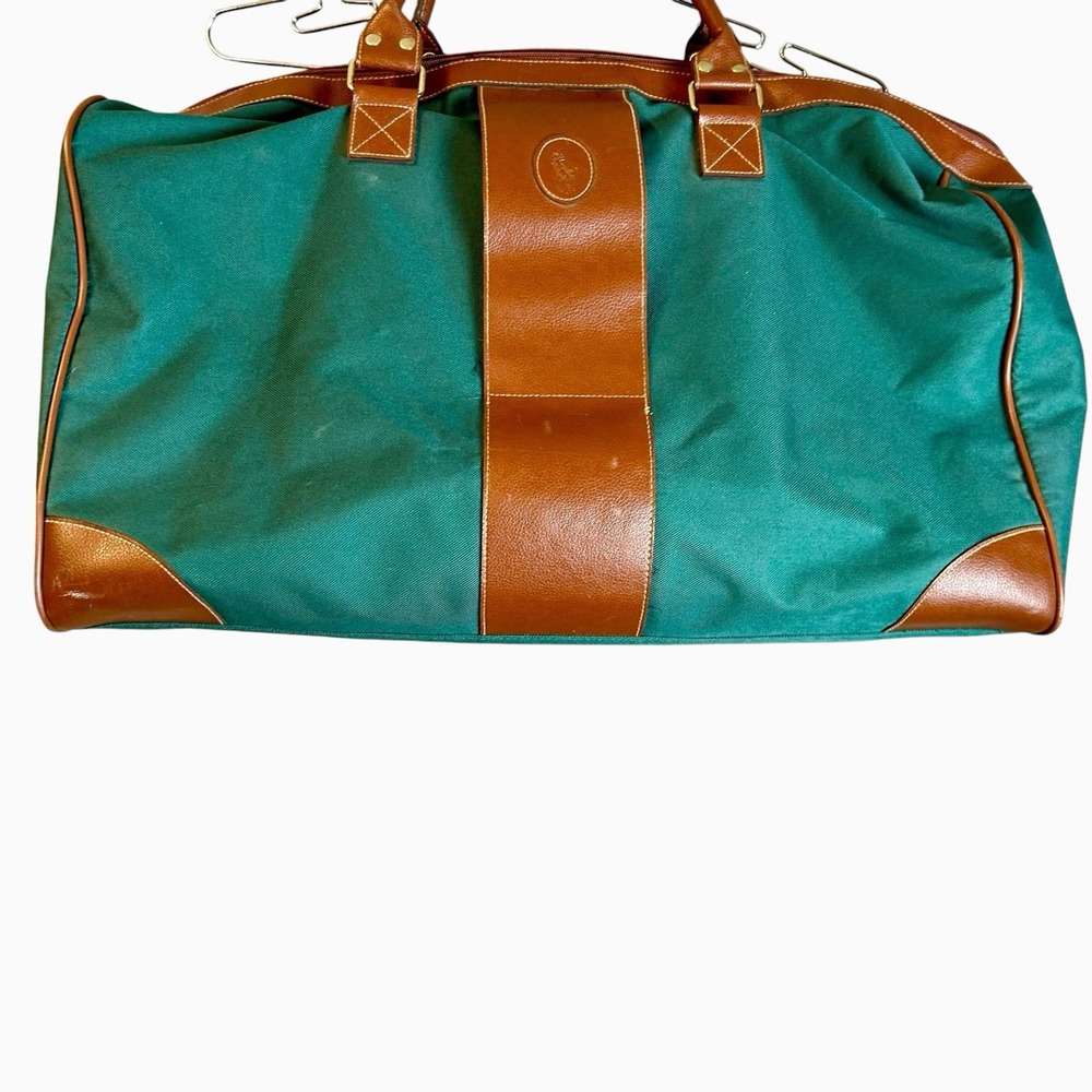 Vintage Polo Ralph Lauren Green Canvas Duffel Weekender Bag Carry On Travel